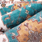 SERISSA Area Rug 3x5 Boho Orange Rugs for Bedroom, Washable Kitchen Rugs Non-Slip, Ultra Soft Print Distressed Vintage Entry Rug Low-Pile Throw Rug Carpet for Nursery Living Room Dorm Decor