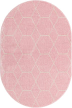 Unique Loom Trellis Frieze Collection Area Rug - Geometric (4' x 6' Oval, Light Pink/ Ivory)