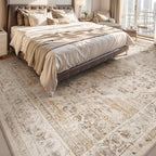 AMOAMI-4X6 Area Rugs for Living Room -Soft Vintage Bedroom Rugs-Non Slip Washable Rug-Throw for Living Room Bedroom Bedside Dining Room Office Beige