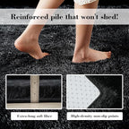 Soft Runner Rugs for Bedroom, Black 2x6 Area Rugs Fluffy Rug Shaggy Area Rug Carpet, Bedside Rug for Living Room Bedroom Kids Room Home Decor