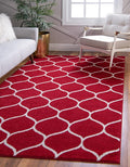Rugs.com Lattice Frieze Collection Rug – 8' x 10' Red Medium Rug Perfect for Living Rooms, Large Dining Rooms, Open Floorplans