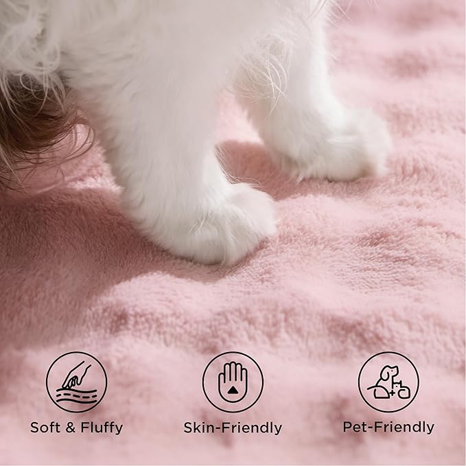 Bedsure 8x10 Fluffy Area Rugs for Living Room, Machine Washable Rugs, Non-Slip Backing, Non-Shedding, Pet Friendly Throw Rug for Bedroom Dining Room, Rug for Kids Room, Strawberry Cream