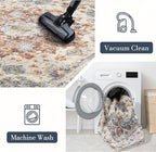 Area Rug 3×5, Vintage Boho Rug,Ultra-Soft Low Pile, Washable, Non Slip,Stain Resistant Printed Carpet for Living Room Bedrooms Playroom Office Kitchen, Blue/Red