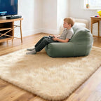 4x6 Solid Fluffy Camel Area Rug – Washable, Durable, Living Room Rug, Non-Slip High Pile Shag Rugs for Bedroom, Living Room, Bedside, Dorms, Nursery Rooms, Kids Room, Soft Indoor Floor Carpet