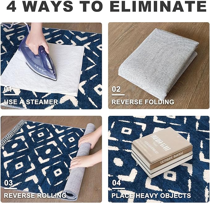 KILOCOCO Hallway Runner Rug 2'x7' Runners for Hallways Soft Washable Runner Rugs Non Slip Printed Low-Pile Runners for Bedroom Kitchen Living Room Laundry Room Boho Rugs, Blue