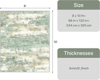 8x10 Area Rugs Washable Green Rug for Living Room Bedroom, Abstract Modern Large Rug Non Slip, Water Repellent Low Pile Soft Carpet for Dining Room, Light Green