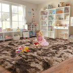 Upgrade Non-Slip Plush Rugs for Living Room, Soft Shaggy Carpets for Living Room, Fuzzy Rugs for Kids' Room, Perfect Decor for Modern Home Tie Dye Coffee 6x9Feet