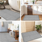 Braided Bath Mat,Boho Small Bathroom Rugs Non Slip Washable Super Absorbent Quick Dry Farmhouse Bathroom,Bedroom Decor,17"x24"Grey
