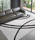 YIHOUSE Modern Area Rugs for Bedroom,5x7 Washable Black and White Rug, Thin Abstract Geometric Minimalist Striped Rug, Black Rugs for Bedroom,Kitchen,Dining Room Office