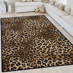Leopard Rug 5x7 Washable Animal Print Rug Living Room Large Carpet Soft Non-Slip, Non-Shedding Brown Carpet for Office Dormitory Bedroom