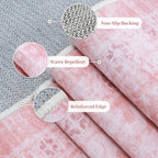 LIVEBOX Pink Area Rug 6x9, Vintage Living Room Rug Machine Washable Area Rugs, Pink Rugs for Bedroom Girls, Indoor Carpet for Dining Room Nursery Dorm Home Decor