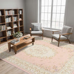 Nursery Rug for Baby Girl, Cute Pink 4x6 Area Rugs for Bedroom Non Slip, Floral Washable Soft Faux Wool Carpet for Living Room Dorm Kids Playroom Office Kids Playroom