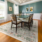 Beige Floral 8x10 Area Rugs for Living Room Large Washable Rug Vintage Forest Low Pile Non Slip Stain Resistance Soft Carpet for Dining Room, Bedroom, Office Rug, Kids Room, Nursery Room, Playroom
