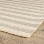 Home Conservatory Ladder Stripe Grey/Ivory Handwoven Wool 5 X 8 Feet, Grey/Ivory Stripe Pattern