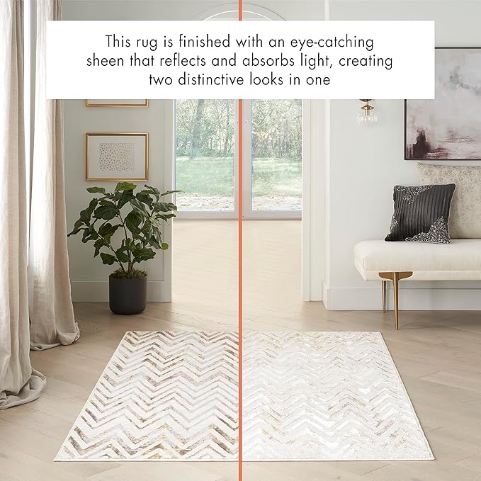 Nourison Home Glam Multicolor 7'10" x 9'10" Area Rug - Easy Clean, Non Shedding, Bed Room, Living Room, Dining Room, Kitchen (8' x 10')