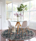 Lahome Moroccan Trellis Washable Round Area Rug, Soft Round Rugs 6ft Ultra-Thin Non-Slip, Vintage Large Circle Carpet for Bedroom Living Room Kitchen Nursery, Black/Multi
