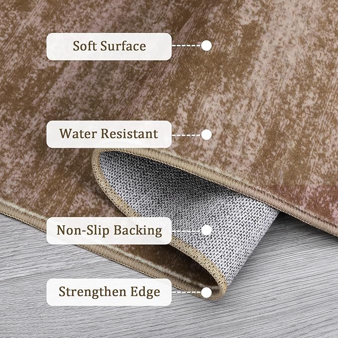 RUGSREAL 9x12 Solid Area Rug for Living Room Bedroom Washable Dining Room Throw Carpet with Rubber Backing Rug Large Modern Solid Color Rug Contemporary Area Rug for Home Office, Taupe