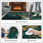 5x6 Abstract Marble Rugs for Office - Emerald-Green-Marble Living Room Carpet, Luxury Stone Pattern Bedroom Area Rug Kids Low Pile Rug for Indoor Outdoor Hardwood Floors Home Decor