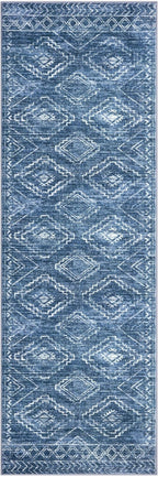KILOCOCO Runner Rug 2x6 Hallway Runner Rugs Washable Kitchen Runners Non Slip Printed Distressed Blue Laundry Room Rug, Low-Pile Soft Rug Runners for Entryway Bedroom Living Room Bathroom