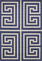 Unique Loom Athens Collection Classic Geometric Modern Border Design Area Rug (8' 0 x 11' 4 Rectangular, Navy Blue/ Beige)