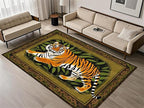 Tiger Area Rug,5x8ft, Tiger Print Rug,Tiger Themed Stylish Rug, Bohemian Vintage Tiger Print Rug, Non-Slip Washable Rug for Living Room Bedroom Dining Room Kids Room Decoration