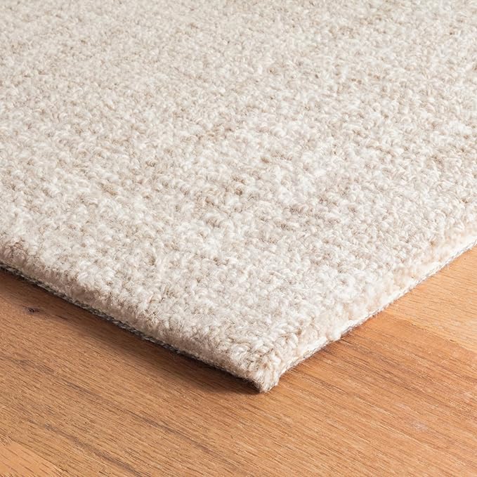 Dash and Albert Crosshatch Wool Area Rug - 5' x 8' Ivory Solid Hand Micro Hooked Accent Rug - Durable, High Traffic Areas Bedroom, Hallway, Stairs - Premium Luxury Hotel Quality Soft Breathable
