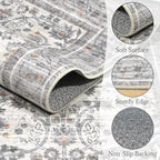 6x9 Washable Rug Vintage Fade Resistant Boho Distressed Non-Slip Indoor Large Carpet Low Pile Lightweight & High-Traffic Safe for Bedroom, Dorm, Playroom - Farmhouse Decor
