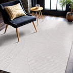 CAMILSON Micro Loop Rug 4x6 Modern Luxury Geometric Arch Area Rugs Soft High and Low Pile Stain Resistant Easy-Cleaning Non-Shedding for Living Room Office Indoor Carpet (4 x 6 / White)