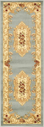 Rugs.com Chateau Collection Rug – 6 Ft Runner Light Blue Medium Rug Perfect for Hallways, Entryways