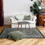 3x5 Washable Area Rug Floral Dark Green Entryway Small Rug Vintage Forest Low Pile Non Slip Stain Resistance Soft Carpet for Kitchen, Bedroom Beside, Laundry Room, Office Rug, Kids Room, Nursery Room