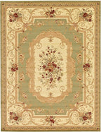 Rugs.com Chateau Collection Rug – 10' x 13' Green Medium Rug Perfect for Living Rooms, Large Dining Rooms, Open Floorplans