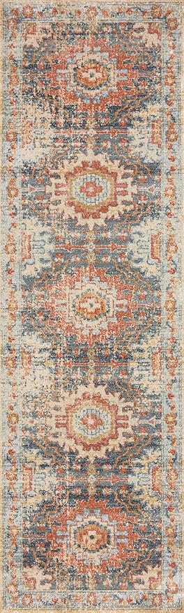 Loloi Jocelyn Collection JOC-03 Mist/Multi 5'-5" x 7'-6" .38" Thick Area Rug