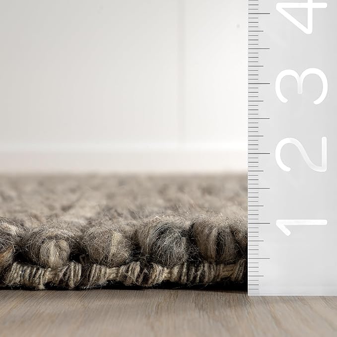 Nuloom Penelope Grey/Brown, 8'6" x 11'6", Hand-Braided, Wool & Cotton, Textured and Earthy, High Traffic, Stain Resistant, Easy Clean, Durable Area Rug for Bedroom, Living Room, Dining, Entryway