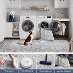 jinchan Kalen Area Rug 4x6 Washable Bedroom Rug Soft Vintage Indoor Thin Retro Distressed Floor Cover Blue Floral Country Boho Non Slip Living Room Bathroom Kitchen