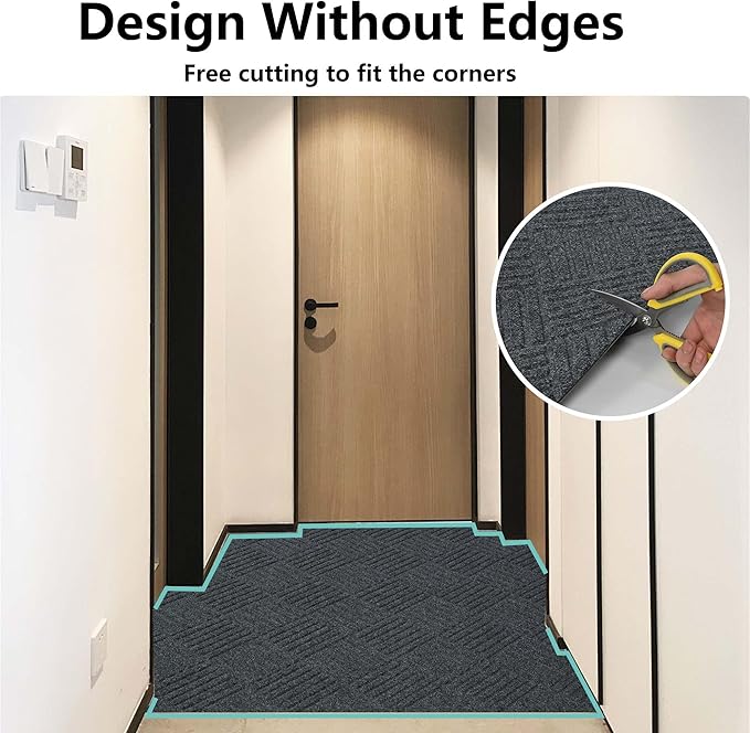 jxgzyy Commercial Hallway Runner Rugs 3'11" x 9'10", Non-Slip Indoor Outdoor Doormat, Heavy Duty Floor Mat for Entrance, Porch, Patio, Garage, High Traffic Area, Dark Grey