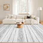 Nakagishi 10x14 Area Rugs Living Room: Washable Boho Large Neutral Modern Soft Stain Resistant Farmhouse Indoor Floor Rug Non-Slip Carpet for Bedroom Nursery Kids Playroom Office Dining Room- Gray