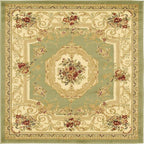 Unique Loom Versailles Collection Traditional Classic Floral Motif Area Rug (4' 0 x 4' 0 Square, Green/ Ivory)
