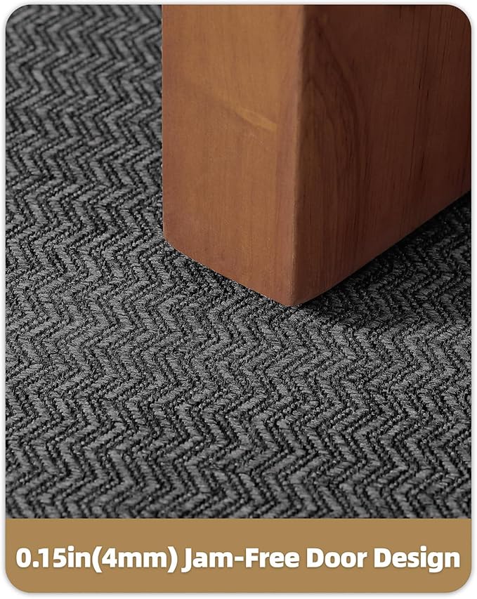 Color&Geometry Thin Indoor Entrance Mats, 24"X36" Indoor Mats for Entryway Non Slip Rubber Backed, Dirt Trapper Door Rugs for Entryway Indoor 2x3 Washable, Charcoal Grey (Rolled-up NO Creases)