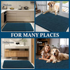 OLANLY Dog Door Mat for Muddy Paws 47x17, Absorbs Moisture and Dirt, Absorbent Non-Slip Washable Doormat, Quick Dry Chenille Mud Mat, Entry Indoor Entryway Carpet for Inside Floor, Atlantic Blue