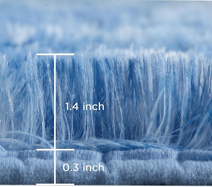 Andency Area Rugs 9x12 for Living Room Home Decor, Large Shaggy Bedroom Carpet, Non-Slip Big Shag Indoor Thick Soft Fluffy Furry Fur Area Rugs for Kids Dorm Nursery Aesthetic, Tie-Dyed Blue