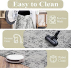 Washable Area Rugs 8x10, Large Rugs for Living Room, Carpet for Bedroom, Soft Faux Wool Retro Dining Room Rug, Non-Slip Backing Resistant Low Pile Vintage Print Rug for Home Office (White/Grey)
