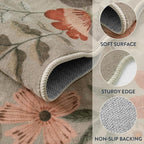 Lahome Floral Kitchen Runner, 2X6 Washable Runner Rug Non-Slip, Ultra-Thin Soft Hallway Rug Stain Resistant Boho Carpet for ‎Bedroom Laundry Bathroom, Brown