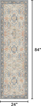 Bavni Runner Rug, Machine Washable Rugs for Bedroom 2x7, Non Slip Boho Rugs with Rubber Backing, Ultra-Thin Folable Rug Runner for Hallways Bathroom, Teal/Multi