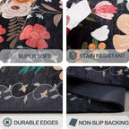 Door Mat Indoor Entrance 2x3 Rug Non-Slip Bathroom Small Rugs Stain Resistant Washable Rug for Kitchen Vintage Floral Entry Rug Front Door Mat (2x3 Black)