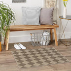 Easy Jute Checkered Entryway Rug, 2x3 Brown Modern Indoor Outdoor Doormat, Washable Non-Slip Neutral Small Kitchen Rug Farmhouse Diamond Throw Rugs for Entrance Bedroom Bathroom