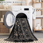 Area Rug Non Slip Machine Washable Ultra Soft Living Room/Bedroom/Kitchen/Outdoor/Classroom Black Grey, 5'×7'
