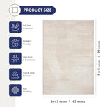 Abani Neutral Beige Area Rug 5' x 8' for Living Room, Bedroom - Zen Reiki Circles Pattern - Durable & Easy to Clean