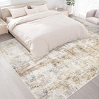 Area Rugs 9x12 Living Room: Washable Rug Modern Abstract Large Rugs Soft Non Slip Neutral Rug Stain Resistant Indoor Carpet for Bedroom Kitchen Dining Room Home Office Rugs(Blue Brown,9'x12')
