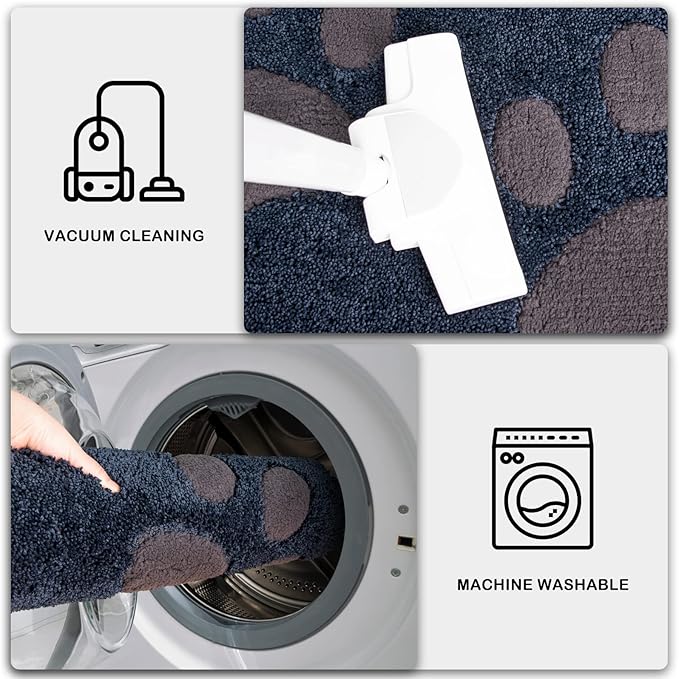 PURRUGS Dirt Trapping Door Mat 32" x 70", Non-Skid/Slip Machine Washable Microfiber Entryway Rug, Dog Doormat, Super Absorbent Welcome Mat for Muddy Wet Shoes and Paws, Navy Blue