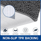Chenille Absorbent Front Door Mat 48" x 30", Dog Door Mat for Muddy Paws, Dirt Trapper Doormat, Mud Mat for Dogs, Washable Non Slip Outdoor Indoor Doormats for Entryway, Grey